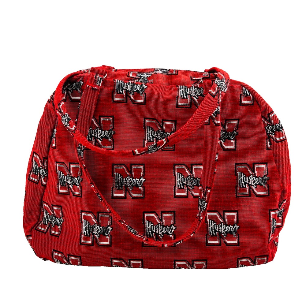 Nebraska Huskers Purse Red Jacquard Zipper Shoulder Bag Handled Tote Cornhusker